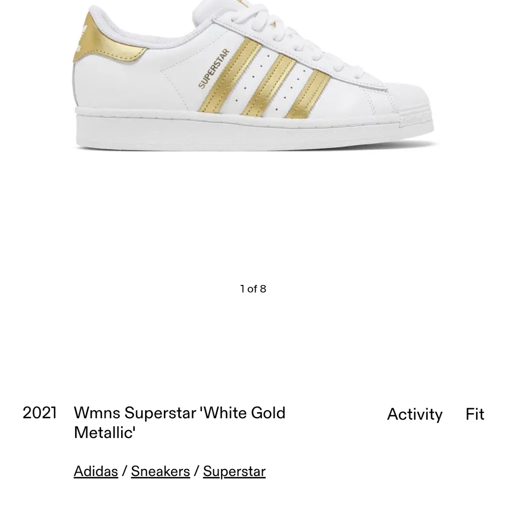 Adidas Superstar White and Gold Sneakers
